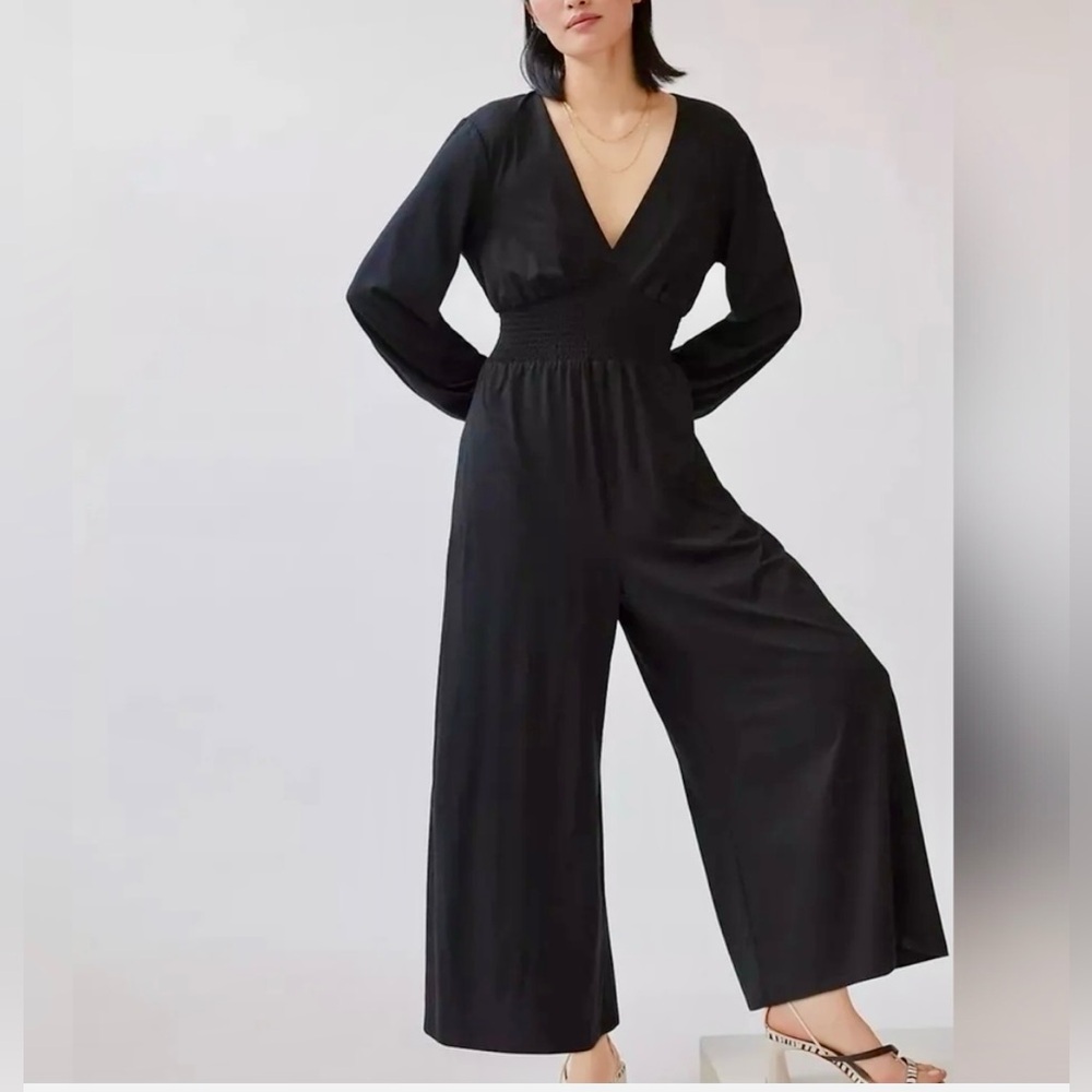Hutch Black wide leg V-neck Knit Jumpsuit